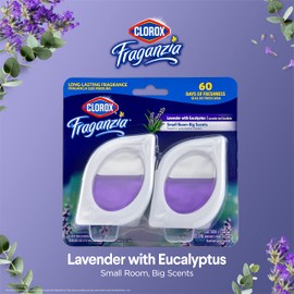 Clorox Fraganzia Small Room Air Freshener in Lavender with Eucalyptus |Peel & Place Air Freshener, No-Plug, Battery-Free for Closets, Laundry Room, Entry Way, Bathroom, Locker, 2 Count - 12 Pack