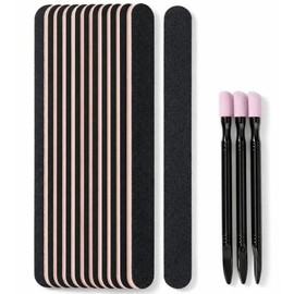 Nerik double-sided nail file 100180 grit 10p+cuticle removal stone pusher 3p, 1 set, black / 네리크 양면 네일 파일 100180 그릿 10p+큐티클 제거 스톤 푸셔 3p, 1세트, 블랙