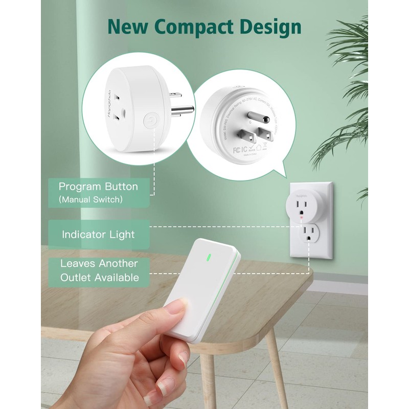 Remote Control Outlet, Wireless Wall Mounted Light Switch, 15A/1500W Remote