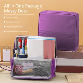 KeuFuw Doresty Makeup Bag, Travel Makeup Organizer, Standing Makeup Bag, Parallel Traveler Make-up Bags Fold Down, Large Capacity, Waterproof with Compartments(Purple)