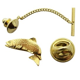 Sarah's Treats & Treasures Atlantic Salmon Tie Tack ~ 24K Gold ~ Tie Tack or Pin - 24K Gold Plated
