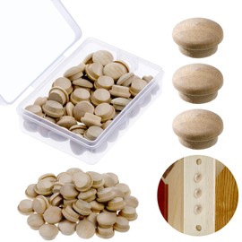 Jetec 50 Pieces Wooden Button Top Plugs Wood Screw Hole Plugs Furniture Flat Head Cork Screw Cap Hole Cap for Home Applied