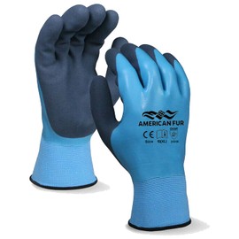 AMERICAN FUR Fully Coated Double Dip Waterproof Latex Breathable Gloves (Large, Blue-Set of 3 Pairs)