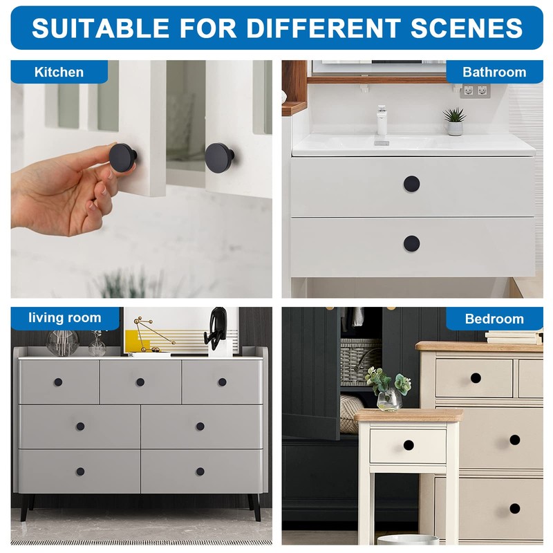 WEAVERBIRD 10 Pack Drawer Knobs Black Knob Handles Black Cupboard
