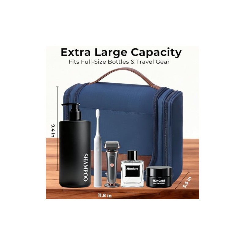 Large Hanging Toiletry Bag for Men, Travel Bathroom Bag with