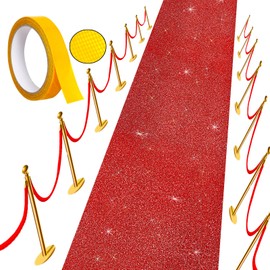 AMZQNART Carpet Runner Runway Rug, Glitter Red Carpet Runner 55 GSM Thickness (2.46 x 17Feet) for Wedding Party Hallway Rug, Christmas Xmas Thanksgiving