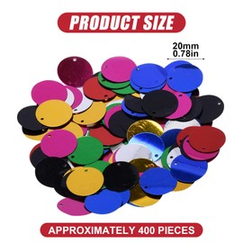 50g Shiny Round Confetti 30mm Bulk Loose Sequins Round PVC Sequins with Hole Holographic Spangles Paillettes Applique for Making Sequin Bags Clothes Shoes Hats Crafts Sewing Decoration (20mm 400Pcs)