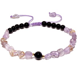 Wizock Spiritual Black Obsidian Beaded Anklet Protection Irregular Tumbled Stones Ankle Bracelets for Women Boho Beach Foot Chain Jewelry (Ametrine)
