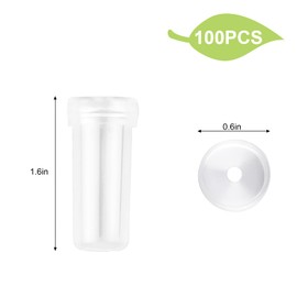 WANDIC 100 Pcs Clear Floral Tube Plastic Flower Vials with Cap for Flower Arrangement, 1.6 x 0.6 Inches