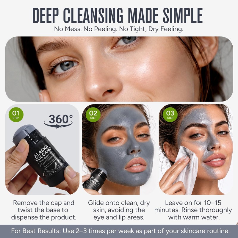Alaska Volcano Pore Clay Stick, Deep Cleansing Face Mask Stick