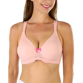 ToBeInStyle Women's Classic Full Cup Adjustable Bras, Classic Padded U Back Bra W/ Wide Straps & Band - Mellow Rose Pink, 36D