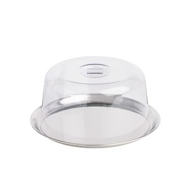 APS Tray with Cover Diameter 27 cm, Height: 12.5 cm Set consists of: – Tray made of Stainless Steel Diameter 27 cm, Height: 1.5 cm Highly Polished – Cover made of SAN Diameter 23 cm, Height 12 cm