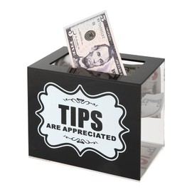 CiaoHER Acrylic Tip Collection Jar Donation Suggestion Box for Money Storage Container (6" W x 5" H x 4" D)