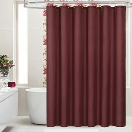 MitoVilla Burgundy Fabric Shower Curtain Liner, Dark Red Simple Shower Curtain or Liner for Modern Neutral Hotel Bathroom Decor, Waterproof Cloth & Machine Washable, 12 Plastic Hooks, 72" W x 72" H