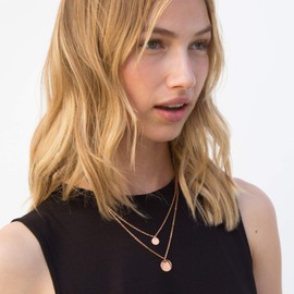 day.berlin Women's Two Circle Necklace Stainless Steel Chain Necklace (40 cm and 50 cm Long) Variable Length with Lobster Clasp Silver Gold and Rose, Stainless Steel, Rose-Gold