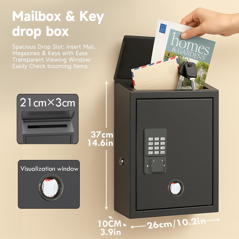 DiDiHere Mailbox with Electronic Lock, Locking Mail Boxes for House,