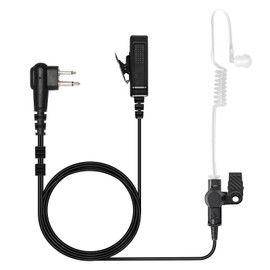 BLISCENTLY Motorola Walkie Talkie Earpiece 2-Pin with Mic, Covert Air Tube Design, Big PPT Compatible for CP185, CP200, CP200D, RDM2070D, BPR40, Black, Ideal for Professional Communication