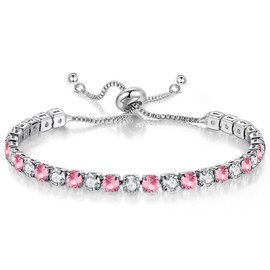 Rumnoke Tennis Bracelets for Women Birthstone Cubic Zirconia Bracelet Crystal Birthday Jewellery 10