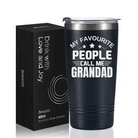 Onebttl Grandad Gifts Tumbler, Grandfather Presents from Granddaughters Grandsons for Father's Day Christmas, Stainless Steel Cup with Lid, 20oz/590ml - My Favourite People Call Me Grandad