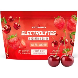 Keto-Pro Keto Electrolytes 80g | Electrolyte Powder Sachets for Extra Convenience | Supporting Your Keto Fasting, Health & Fitness Goals | Cherry Berry Flavour | 16 Pack