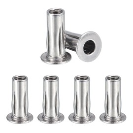 Awclub M8 Multi-Grip Rivet Nuts, 6pcs Pre-Bulbed Shank Flat Head Threaded Insert Nut 304 Stainless Steel Plus Nuts Construction Fasteners for Industrial
