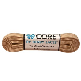 Derby Laces CORE Narrow 6mm Waxed Lace for Figure Skates, Roller Skates, Boots, and Regular Shoes (Tan, 120 Inch / 305 cm)