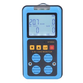 Detector de Monitor de Gas 4 en 1, Medidor de Monitor de Gas CO H2S O2 LEL con Pantalla Retroiluminada, Soporte de Alarma de Vibración de Luz de Sonido, Probador de Calidad del