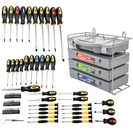 JEGS Screwdriver Set 69-Piece & 1200-Piece Fastener Kit | 34 Screwdrivers with Magnetic Tips | 30 Assorted Bits | Wood, Sheet Metal, Machine, Hex Head Set Screws, Nuts, Bolts, And Washers