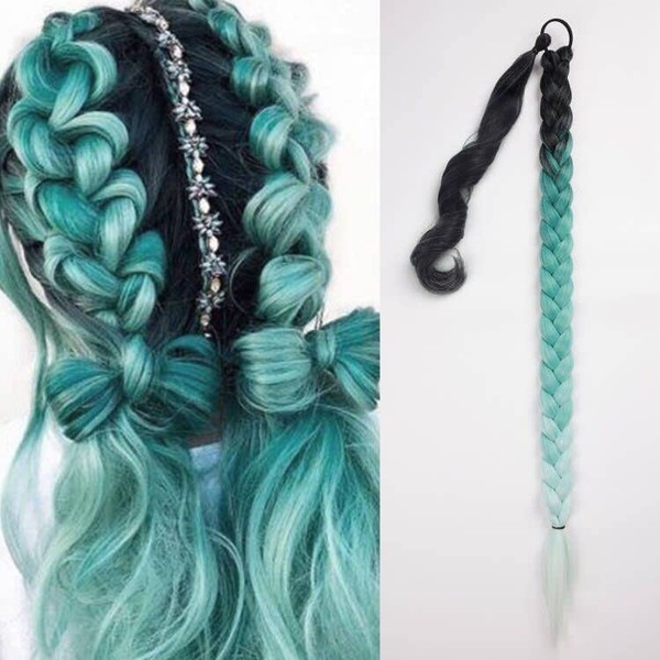 HAIRCUBE Long Braided Ponytail Extension with Hair Tie Straight Wrap