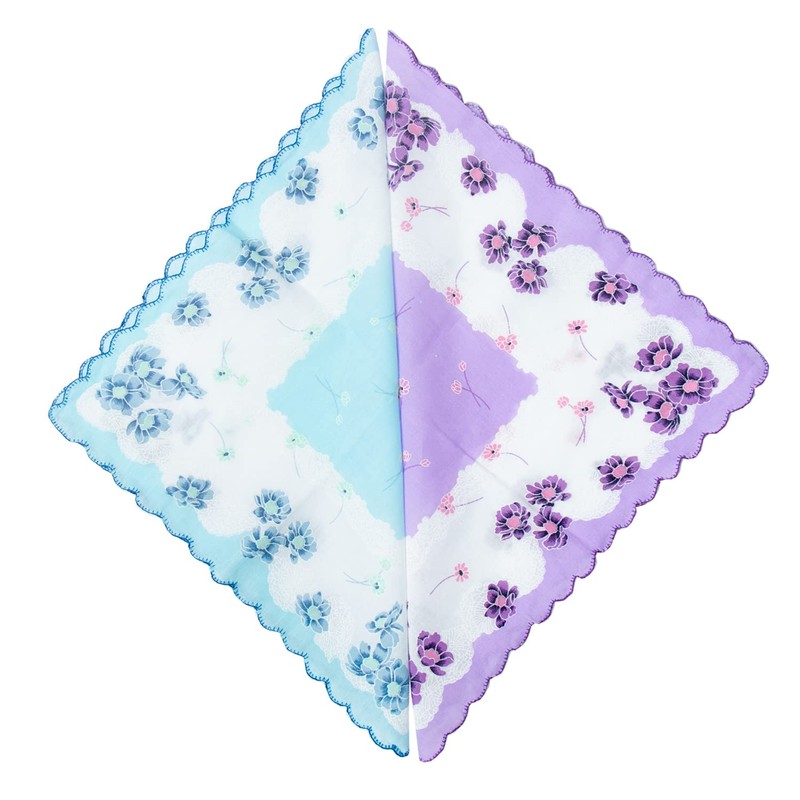 La closure Women's 100% Cotton Handkerchiefs Print Floral Handkerchief Assorted