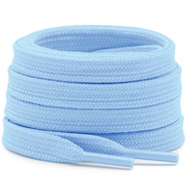 DELELE Solid Flat Shoe Laces: Hollow Thick Shoelaces for Sneakers 2 Pair, 23 Ligth Blue, 47 inch (120CM)