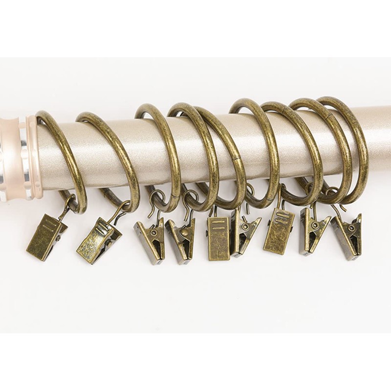 Anawakia 10 Curtain Rings with Metal Clips for Curtains, Clips,