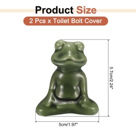 sourcing map 2 Pcs Toilet Bolt Covers, Ceramics Toilet Bolt Cap Frog Decor Covers Cute Frog Toilet Screw Cover Caps for Decor Bathroom 1.97"x1.97"x2.24", Light Green
