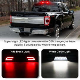 SHINEFIT LED 3rd Brake Light Replacement for 2015-2024 F150 Third Brake Cargo Light Replacement for 2017-2024 F250 F350 F450 F550 Super Duty / 2019-2024 Ranger - Fits Models with Cargo Bed Camera