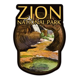 Die Cut Sticker Zion National Park, Utah, The Subway, Contour Vinyl Sticker 1 to 3 inches (Waterproof Decal for Cars, Water Bottles, Laptops, Coolers), Small