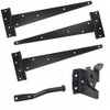 Wyre Direct Heavy Duty Gate Hinges, Door Hinges Ideal for Wood & Shed Doors - T Hinges for Wood, Farm Gate Hinges, Gate Fitting Set 12" Tee Hinge Set Auto Catch for Garden Shed Gate (Black)
