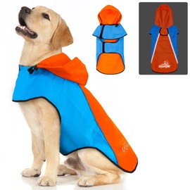 DQGHQME Rain Jacket Dog Raincoat, Dog Raincoat, Waterproof, Adjustable Rain Cape, Dog, Reflective Waterproof Dog Coat, Ultralight for Large, Medium, Small Pet Dog (L)