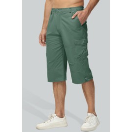 Tactical Shorts for Men 3/4 Pants for Men Casual Shorts Summer Shorts Relaxed Fit Climbing Shorts Long Shorts Cargo Work Shorts Knee Length Shorts Pea Green