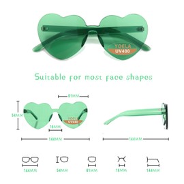Yoela Heart Thick Oversized Rimless Sunglasses Transparent Heart Shape Eyewear Colorful Glasses Party Favors