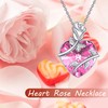 DAYLINLOVE Birthstone Necklace 925 Sterling Silver Rose Flower Heart Pendant