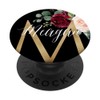 Meagan First Name Initial M on Black Floral background