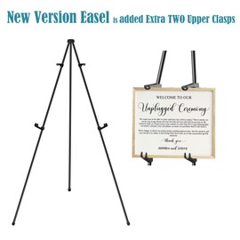 63" Easel Stand for Wedding Sign - Adjustable Easels for Display Painting Canvas - Metal Floor Easels with Portable Bag Fit for Lobby,Exhibition,Holds 4lbs,2Pack
