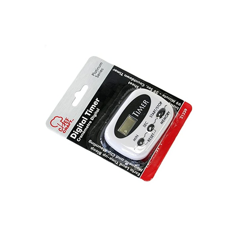 Chef Craft Select Digital Timer, 1 Piece 2.5 Inch, White
