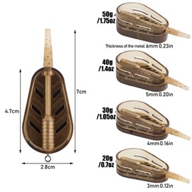 Alwonder 4pcs Carp Fishing Feeder Made by Zinc Weights 40g Set with Inline Carp Fishing Tackle Accessories for Method Feeder Set up