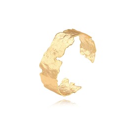 CANEVINKA Wide Open Cuff Bracelet for Women Boho 18K Gold Irregular Twist Grooved Wrist Cuff Bracelet