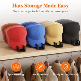 Lifewit 4 Pack Baseball Cap Holder, Acrylic Hat Organiser, Hat Racks and Stand for Baseball Caps Storage and Display for Closet, Bedroom, Dressing Room, Black