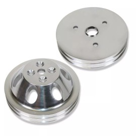 espeedpro21 Small Block Chevy 2 Groove V-Belt Short Water Pump Pulley Set Aluminum SWP SBC