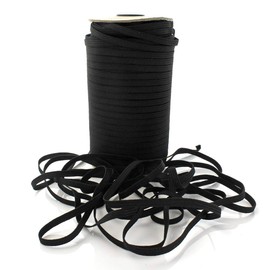 Banda elástica estrecha de 1/4 pulgadas de ancho, cordón trenzado –, 123 Negro PC, 25yds