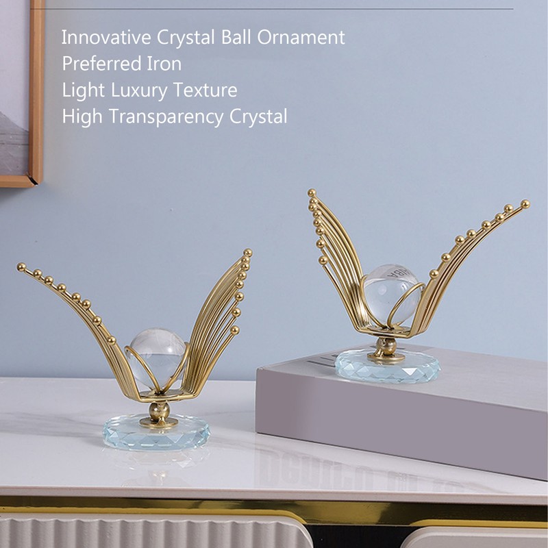 Flying Eagle Statue Modern Abstract Metal Eagle Crystal Ball Figurine