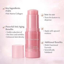 Barra Facial Antiedad PDRN Pink Collagen Volume - Bálsamo Multiusos para Contorno de Ojos, Cuello, Frente y Líneas de Expresión - Reafirmante y Lifting con Polidesoxirribonucleótido (PDRN) y Potenciador de Colágeno - Aporta Volumen y Firmeza (1 pza)